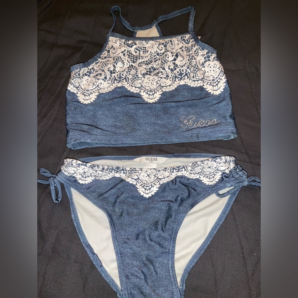 GUESS denim and lace look tankini